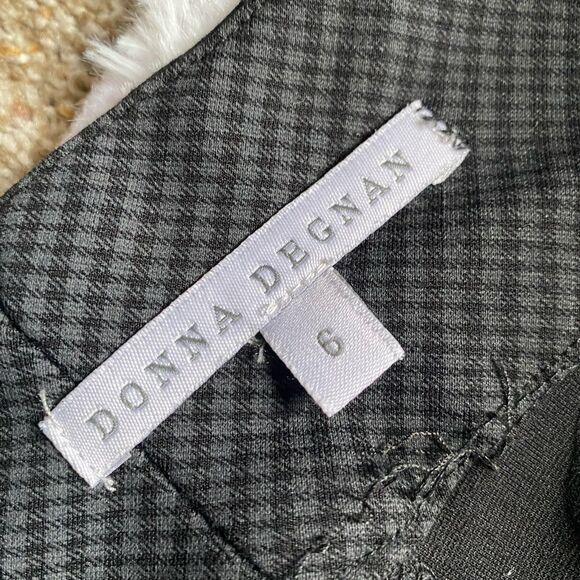 Donna Degnan Pull On Pants Checkered Black Straight Elastic Waist Women’s Size 6 - Picture 7 of 10